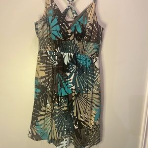 Dynamite Palm Leaf Print MIDI Dress